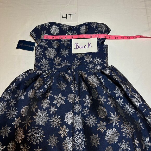 Gymboree Girls Blue Silver Snowflake Short Cap Sleeves Dress NWT Silent Night - Picture 13 of 13